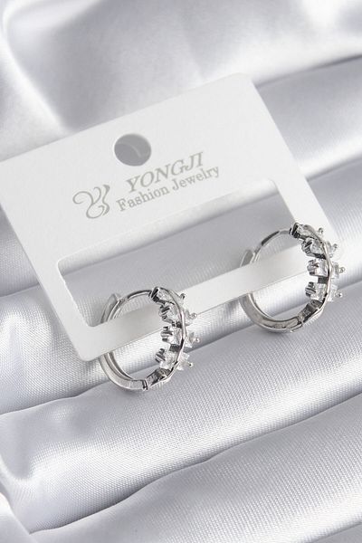 Skygo Brass Silver Color Zircon Stone Women's Earrings - TJ-BKP8355