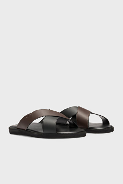 BOSS Logolu Çapraz Bant Detaylı Terlik Erkek TERLİK 50541774 002