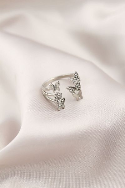 Skygo Silver Color Metal Butterfly Model Women's Ring - TJ-BYK2190