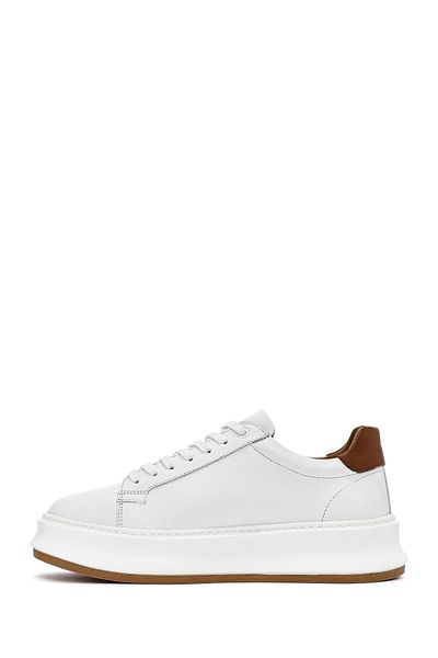 Derimod Men's White Lace-up Thick Sole Leather Sneakers 25SFD675118