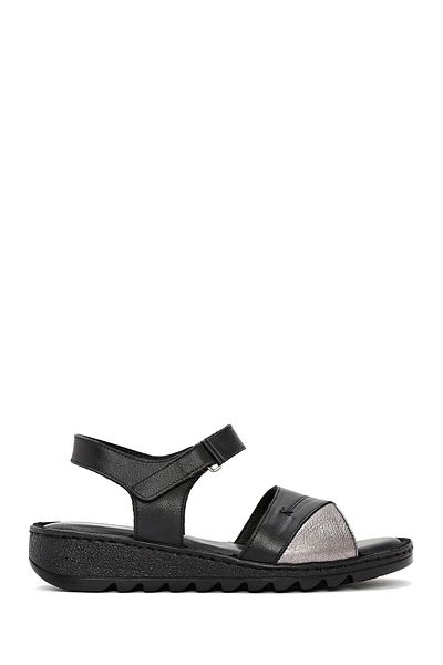 Derimod Women's Black Ankle Strap Comfort Leather Sandals 25Sfd410418