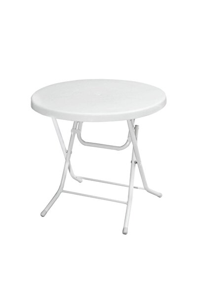 Omnipazar MT-GFM205 Rose Plastik Yuvarlak Katlanır Bahçe Balkon Masa Ø75 cm B...