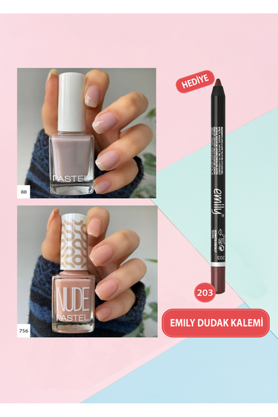 Pastel Oje No; 88 & 756 Emıly Dudak Kalemi Hediyeli Set