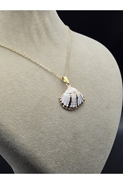 NBS Beautiful Naturel Stones Seashell Handcrafted Necklace (Plated Chain) Women Trend Necklace Design