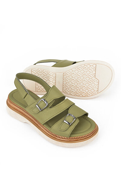 Ziya , Women's Genuine Leather Wedge Heel Sandals 1511020Z6122 Green