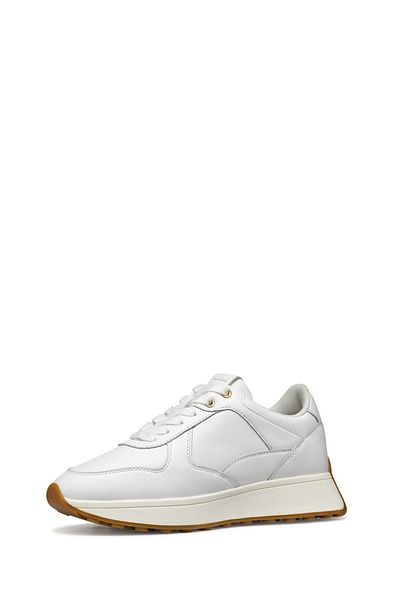 Geox Women's White D Amabel a - Nappa Lace-Up Leather Sneaker D45Mda00085C1000