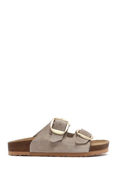 Derimod Women's Mink Buckle Suede Leather Slippers 25Sfd130110