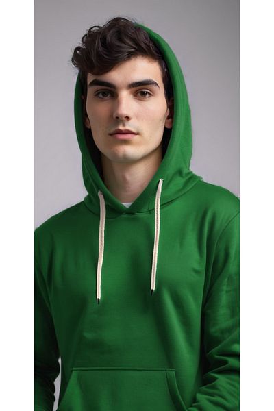 KonforA Oversize Basic Green 3 Thread Raster Unisex Hooded Sweatshirt Hoodie