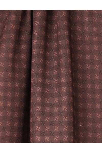 Kayra Checkered Monogram Patterned Shawl Bitter Brown