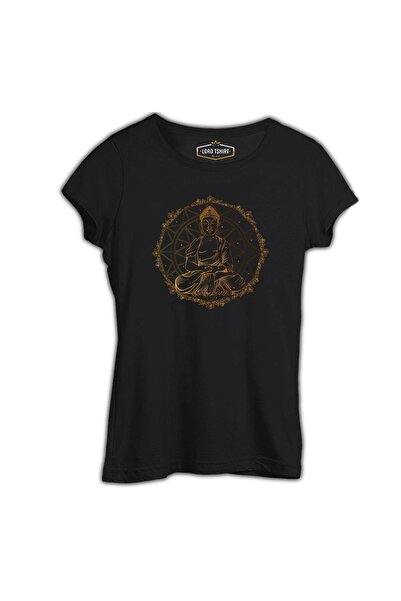 Lord T-Shirt Peace of Mind - Gold Buddha and Mandala Black Men's Tshirt