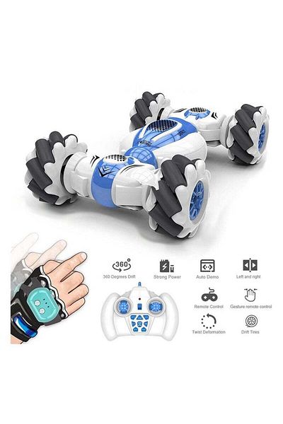 Yelajoy Remote Control 4WD Stunt Car, With Gesture Sensor, Deformable, Toy Gift for Kids 3+, Blue