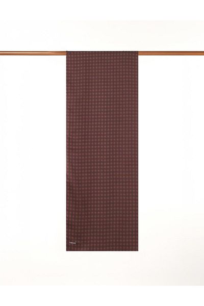 Kayra Checkered Monogram Patterned Shawl Bitter Brown