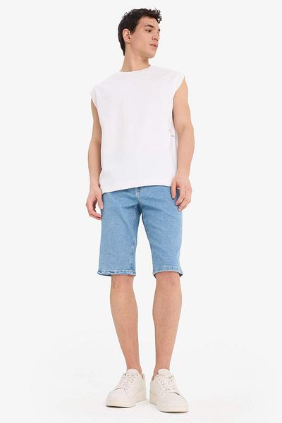 DeFacto 100% Cotton Boxy Fit Printed Crew Neck Undershirt C5040Ax25Hs