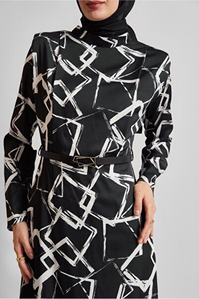 Alvina Belted Satin Dress 45447