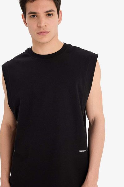 DeFacto 100% Cotton Boxy Fit Printed Crew Neck Undershirt C5040Ax25Hs