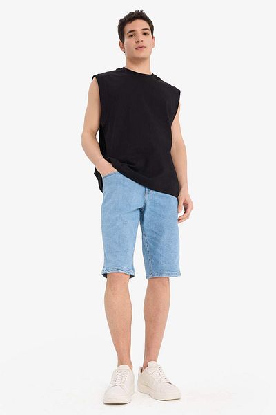 DeFacto 100% Cotton Boxy Fit Printed Crew Neck Undershirt C5040Ax25Hs