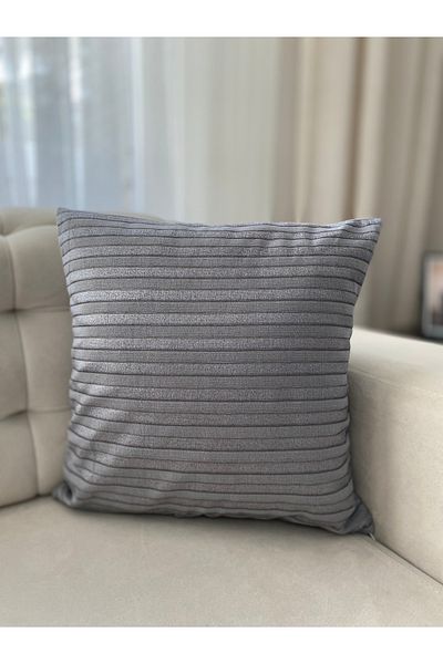 Parla Life Husă de pernă din bumbac cu model de linie de culoare gri