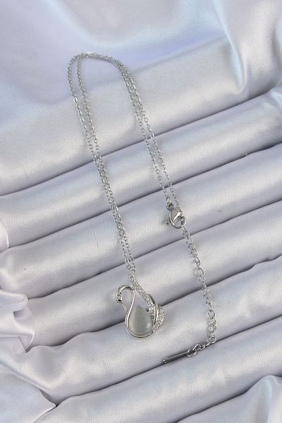 Skygo 316L Steel Chain Silver Color Zircon Stone Pearlescent Swan Necklace - Tj-Bko9168
