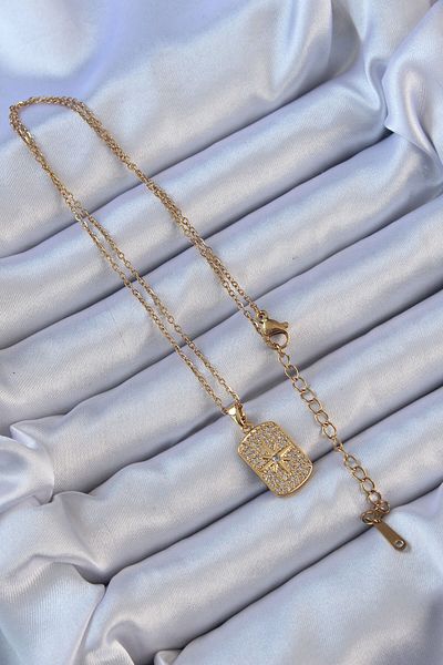 Skygo 316L Steel Chain Gold Color Zircon Cubic Zirconia Pole Star Vintage Necklace - Tj-Bko9123