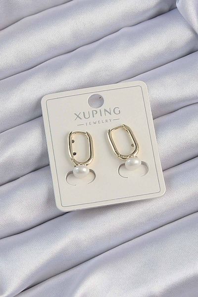 Skygo Xuping Gold Color Pearl Jewelled Long Hoop Earrings - Tj-Bkp9382