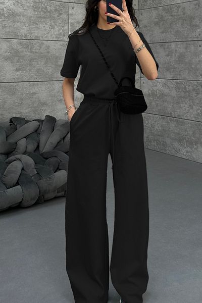 ruNadeS Women's Flared Short Sleeve Set - Comfortable and Stylish Summer Combination