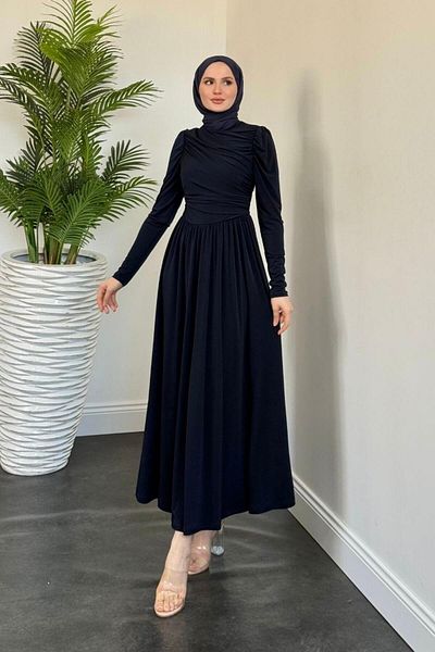 MERVEN AKYÜZ Ξύλινο φόρεμα Buzzy Navy Blue