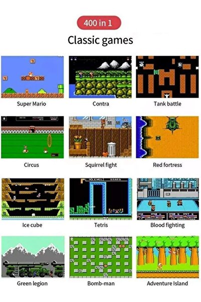 Genenic صندوق ألعاب SUP Plus 400 في 1 وحدة تحكم محمولة (أحمر) جهاز ألعاب ريترو صغير للأطفال والكبار كهدية