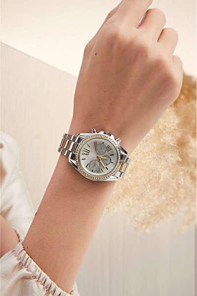 İSTLİV Zirkon Taşlı Gümüş-gold Renk Analog Kol Saati
