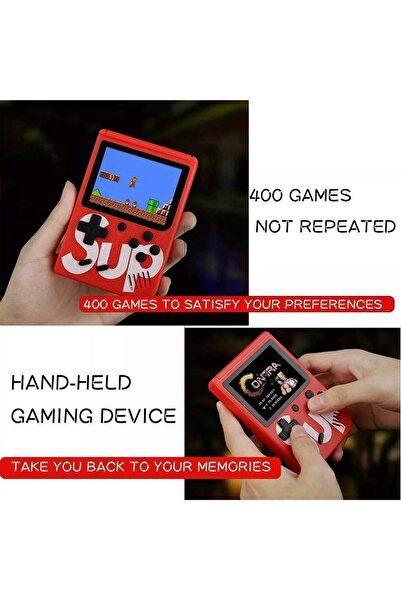 Genenic صندوق ألعاب SUP Plus 400 في 1 وحدة تحكم محمولة (أحمر) جهاز ألعاب ريترو صغير للأطفال والكبار كهدية