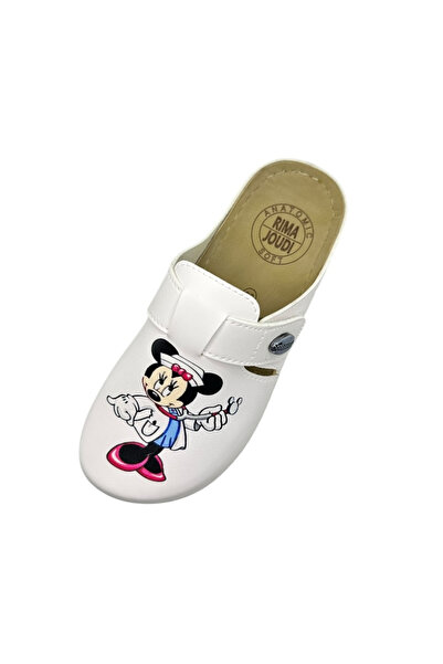 TECOS Women's sanitary clogs - White with nurse print, size 39, 24.5 centimeters