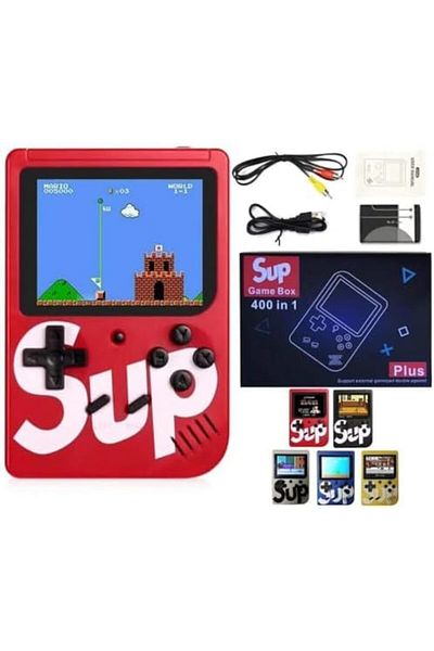 Genenic SUP Game Box Plus 400 in 1 Handheld Console (Red) Mini Retro Gaming Device for Kids & Adults Gift