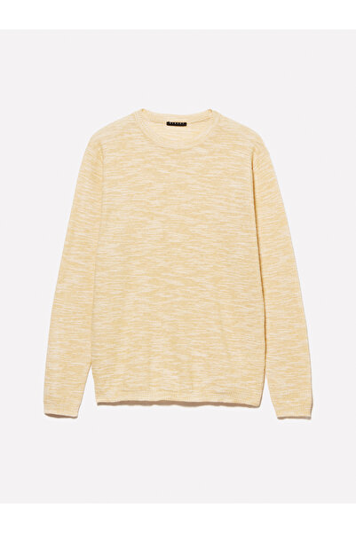 Sisley Men's Light Mustard Cotton Blend Long Sleeve Crew Neck Sweatshirt