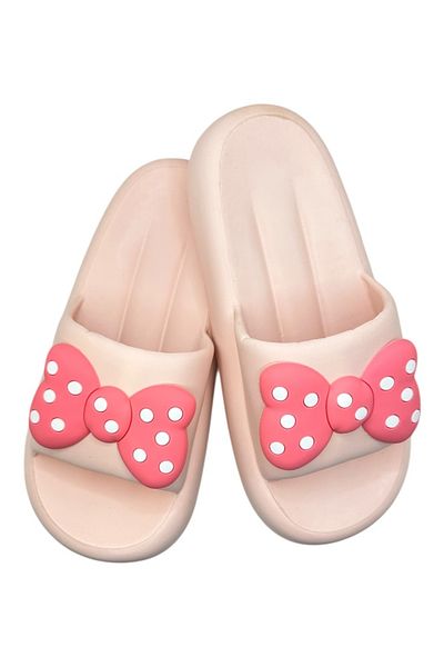 TECOS Women's Slippers, ®, Size 36-37, Pink With 3d Bow Print, Non-Slip Sole, 23.5 Cm