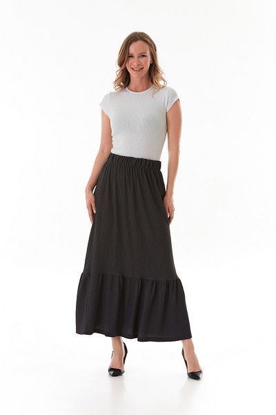 Fulla Moda Bürümcük Fabric Elastic Waist Skirt