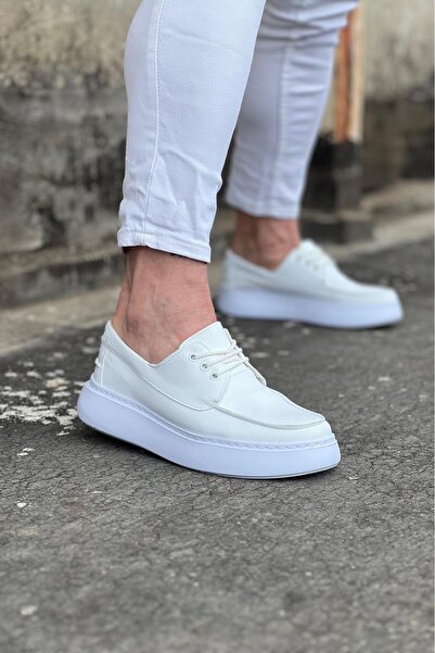 Wagoon Wg508 White Skin Orthopedic Sole Men's Casual Shoes