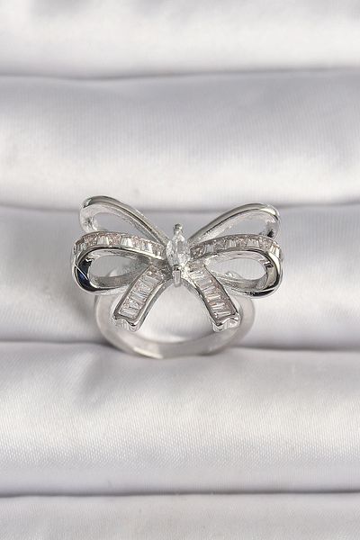 Skygo Color Adjustable Zircon Stone Brass Silver Model Women's Ring - Tj-Byk3585