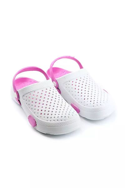 CRACOS Garden Clogs for Women, White with Pink, Size 39, With Holes for Air Circulation, 25 Cm