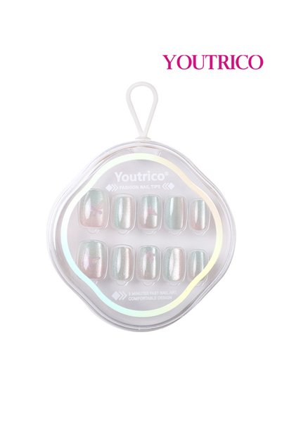 Youtrico 30 Semi-Handmade Press-on nails,shiny, butterfly, gradient