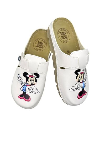 TECOS Women's Sanitary Clogs - White With Nurse Print, Size 39, 24.5 Centimeters