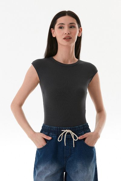 Fulla Moda Basic Crew Neck Snap Lycra Modal Body