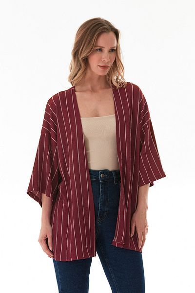 Fulla Moda Kimono din țesătură înfășurată în dungi