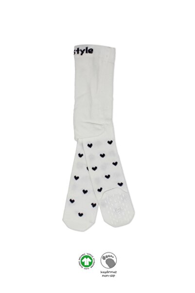 Bistyle Organik Kız Erkek Bebek Çocuk Penye Külotlu Çorap Kaymaz Love