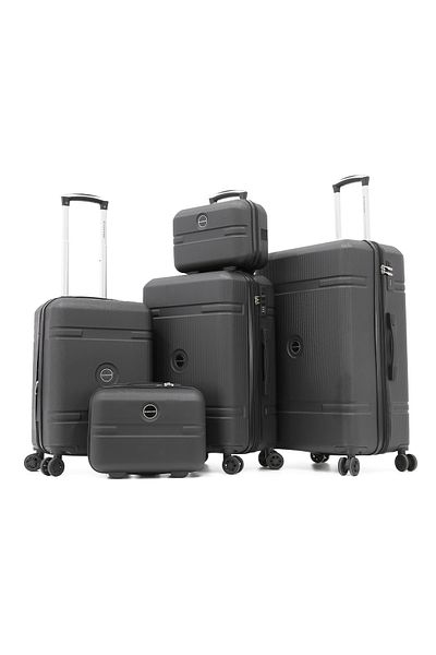 Giordano Abs Trolley Luggage Set, 3Tr+2Bc, with double spinner wheels and TSA lock