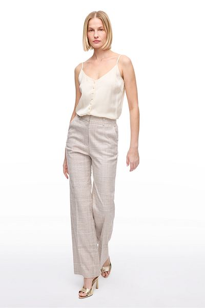 Perspective Beige Diones Regular Fit High Waist Trousers