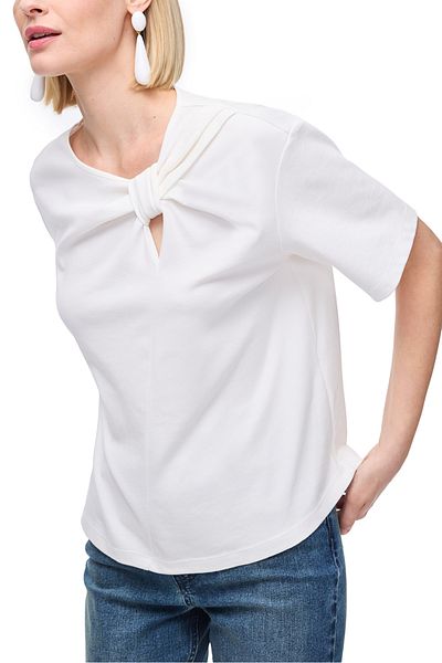 Perspective Makis White Color Regular Fit Crew Neck Low Sleeve T-Shirt