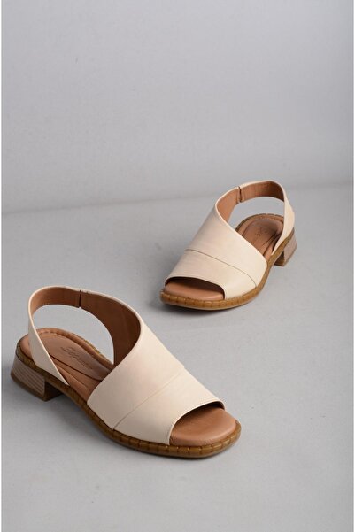 SEÇ KUNDURA SEÇ 015 SANDALE DE FEMEIE CU TOC PIELE VERITĂ BEJ