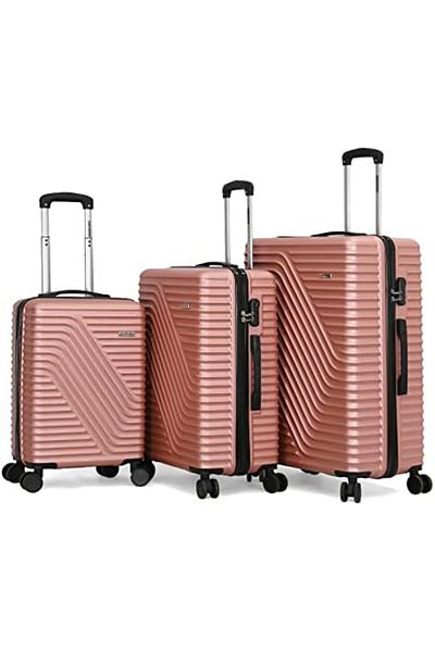 Giordano 3-Piece Hardside Spinner Luggage Set, Sizes L 28-M 24-S 20, Rose, Polycarbonate