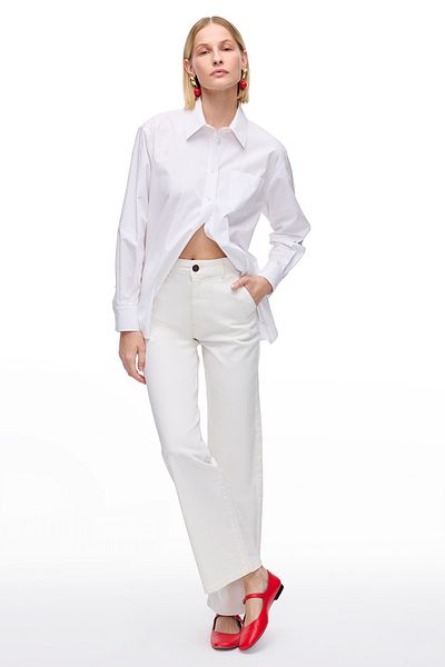 Perspective Ecru Denim Comfortable Fit High Waist Denim