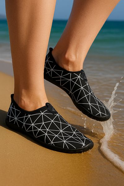 Lord Mountain Prism Black White Sea Shoes, Παπούτσια παραλίας, Παπούτσια πισίνας, Ευέλικτο σχέδιο