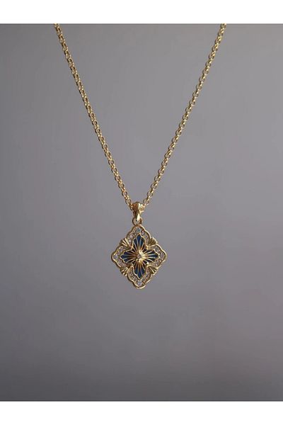 Reorah Collection Flower Patterned Double Sided Necklace